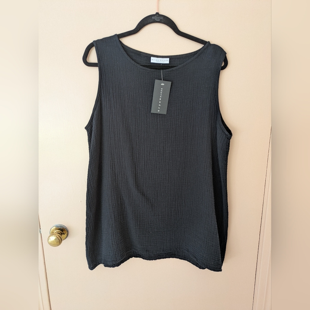 Bryn Walker cotton gauze tank, Size S, black, NEW WITH TAGS